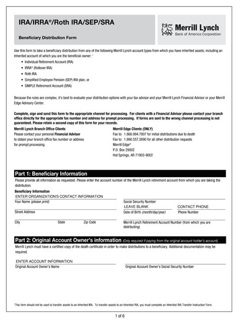 This form contains the Retail Option Account application and agreement for Merrill Edge Self-Directed Individual, Joint and Trust Accounts. . Merrill lynch inherited ira transfer instruction form